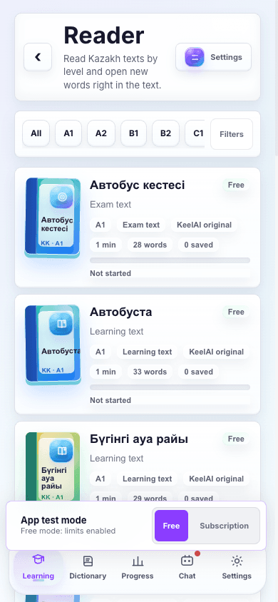 KeelAI Kazakh Reader example