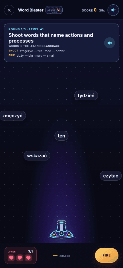 KeelAI interface example: Polish word game