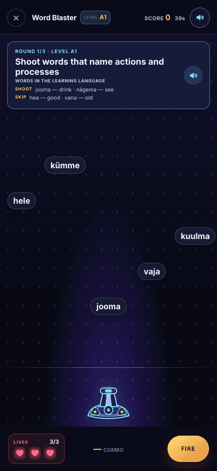 KeelAI interface example: Estonian grammar